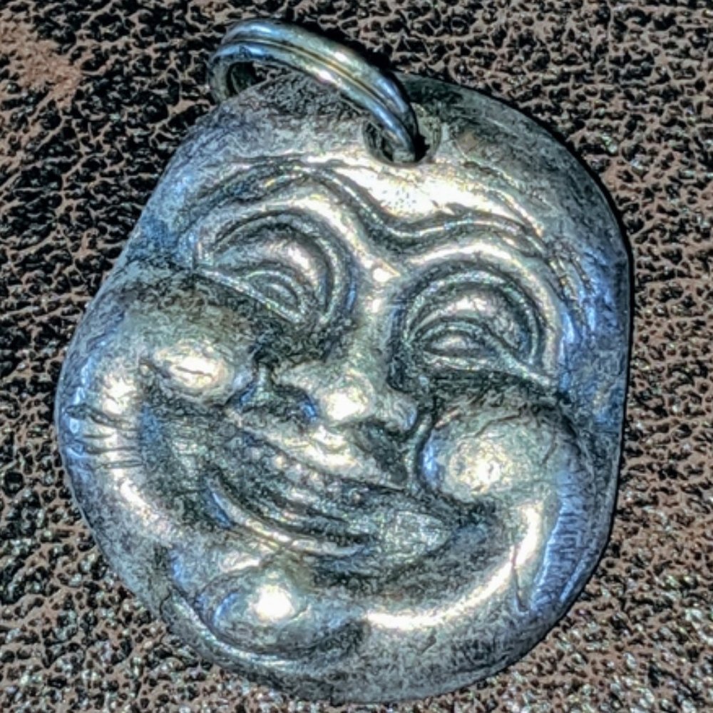 HAPPINESS SPREADS ~ Artisan Crafted Silver Happy Buddha Pendant - Picture 4 of 10
